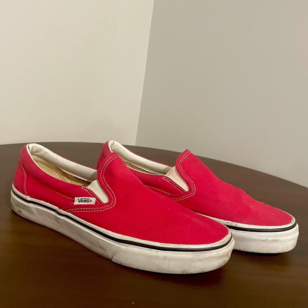 Red slip on vans size 8.5 Women